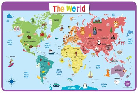 illustrated map of the world for kids childrens world map kids - printable world map for kids ...