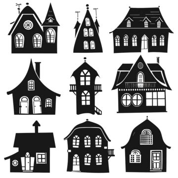 Collection Of Scandinavian House In Silhouette, Silhouette ...