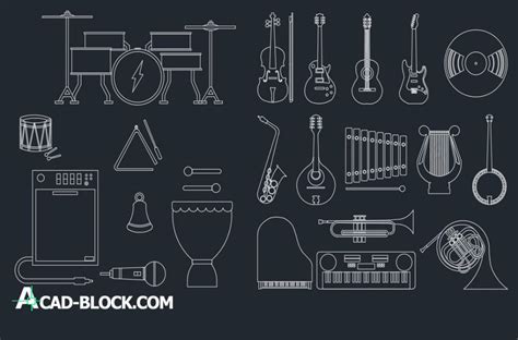 CAD Music instruments DWG - Free CAD Blocks