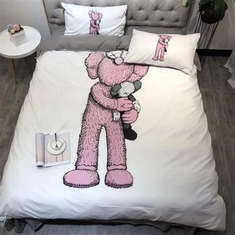 Pink Kaws Hug Kaws In White Background Bedding Set | Luxury bedspreads, Girl apartment decor ...