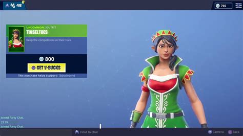 Fortnite *NEW* "TINSELTOES" Skin + CRACKDOWN Emote! (Item Shop - 21/12/2018) - YouTube