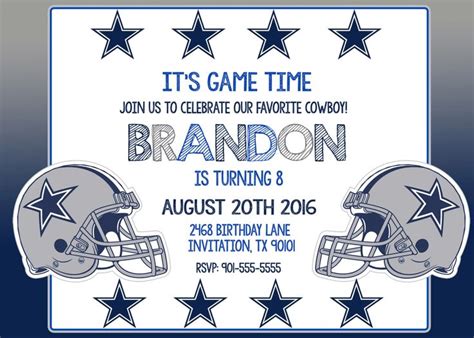 Dallas Cowboys Invitation, Dallas Cowboys Birthday Invitations Printable by LanaR… | Cowboy ...