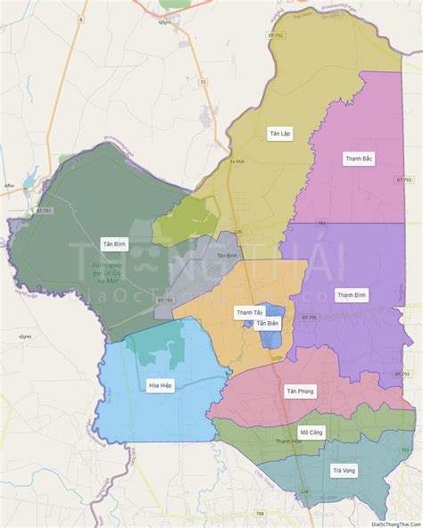 Map of Tan Bien district - Tay Ninh