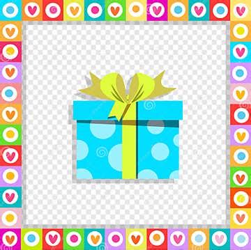 Cartoon Blue Gift Box Wrapped with Festive Ribbon Inside of Heart Border Clip Art Stock Vector ...