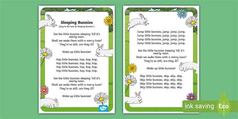 Sleeping Bunnies Lyric Sheet Poster | Twinkl Teach - Twinkl