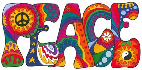 Psychedelic Peace Sticker by Kellie Espie | Peace sign art, Peace art, Hippie painting