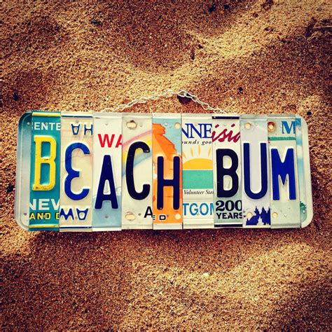 BEACH BUM License Plate Art - Made in Hawaii. Beach Decor - Hawaii gifts - Beach Sign - Recycled ...