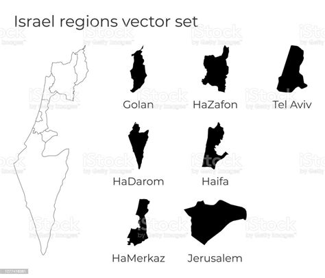 Ilustración de Mapa De Israel Con Formas De Regiones y más Vectores Libres de Derechos de Alto ...