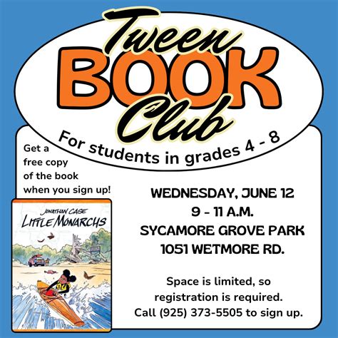 Tween Book Club with Livermore Public Library and LARPD - Livermore Area Recreation and Park ...