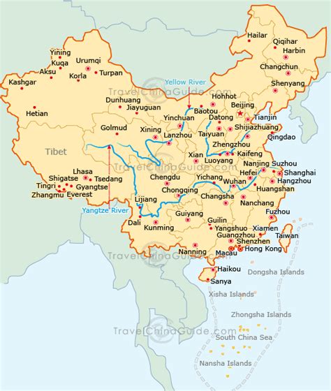 Map of China Country World | Map of China City Physical Province Regional