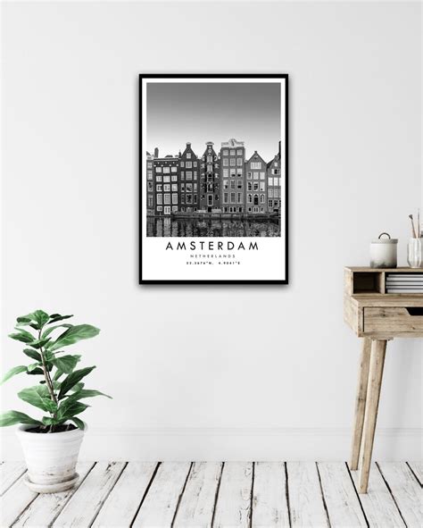 Amsterdam Travel Print Netherlands Poster Black and White - Etsy UK