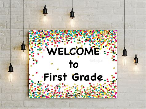 Printable Welcome Classroom Sign diy confetti classroom door | Etsy