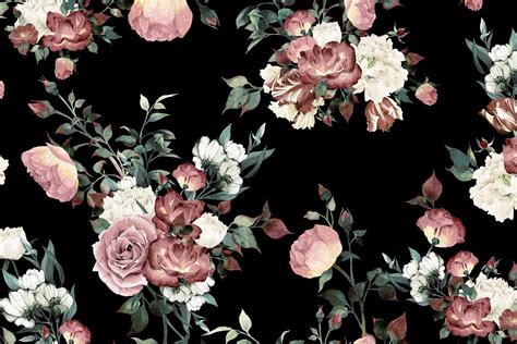 Black And Pink Floral Wallpaper - besttec