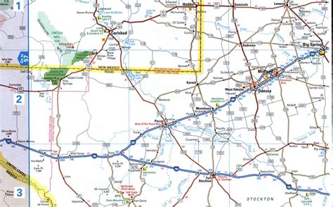 Map interstate highway I-10 California Texas Florida route interchange exit numbers - free