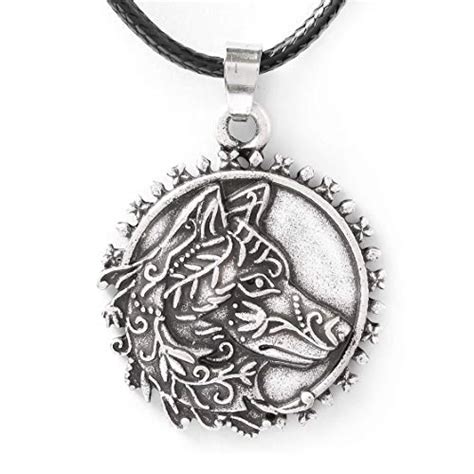 HAQUIL Wolf Necklace, Round Wolf Medallion Pendant, Faux Leather Cord, Wolf Jewelry Gift for Men ...