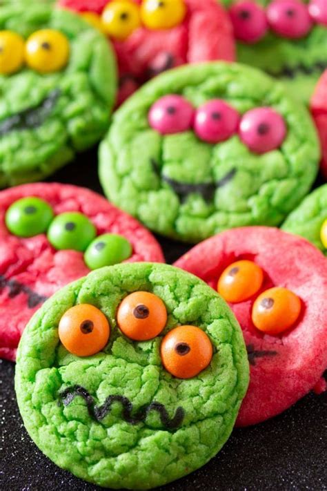 Six Ingredient Halloween Monster Cookies | Halloween treats easy ...