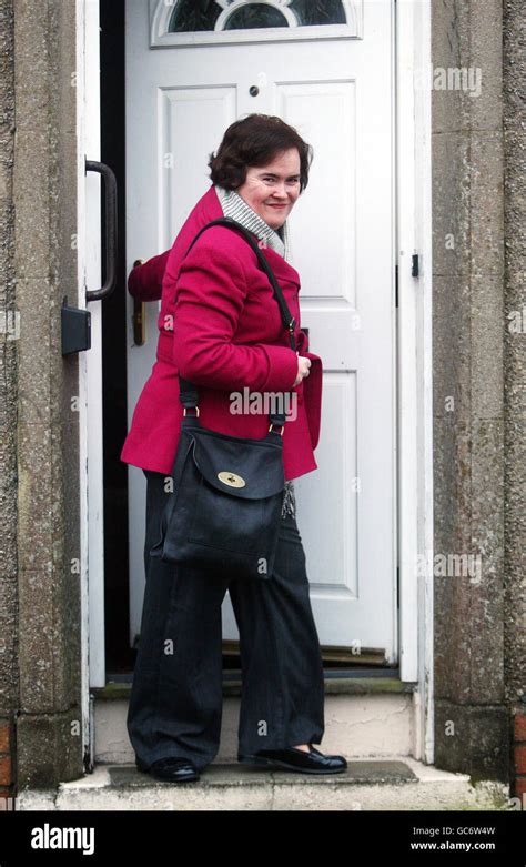 Singer Susan Boyle leaves her house in Blackburn, Scotland, in a ...