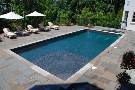 Traditional Rectangle with a Spa Residential Pool, Backyard Pool Designs, Small Pools, Custom ...