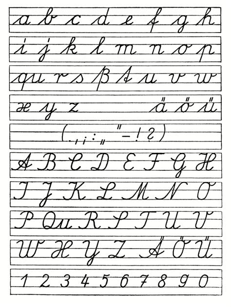 Ausgangsschrift der DDR 1958 - Deutsches Alphabet – Wikipedia Cursive Letters Worksheet, Cursive ...