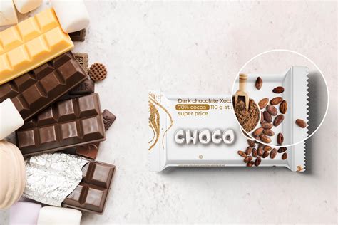 Free Chocolate Bar Packaging Mockup PSD Template -Mockup Den