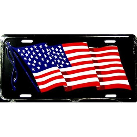 LP - 142 American Flag Waving - Black - License Plate - 320B - Walmart.com