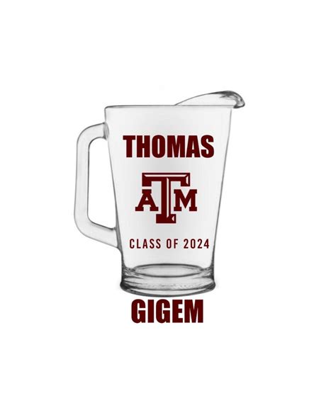 TAMU Aggie Ring Dunk Pitcher Customizable 60 Oz Glass | Etsy