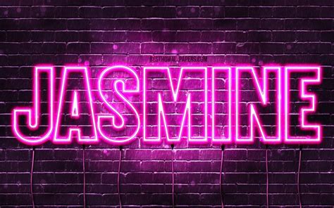 Download wallpapers Jasmine, 4k, wallpapers with names, female names, Jasmine name, purple neon ...