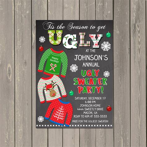 Ugly Sweater Party Invitation Tacky Sweater Christmas Party | Etsy