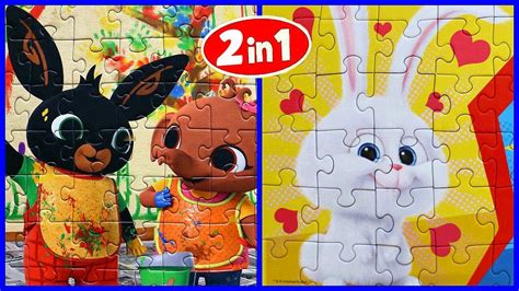 Bing and Snowball play together - puzzles 2 in 1 - solving jigsaw ...