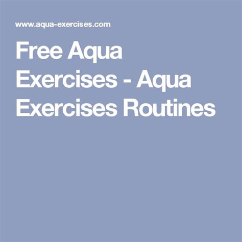 Free Aqua Exercises - Aqua Exercises Routines | Swimming workout ...