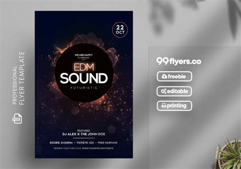 EDM Sound Futuristic PSD Flyer Template – 99Flyers