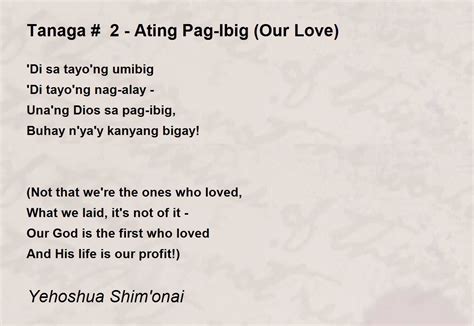 Tanaga # 2 - Ating Pag-Ibig (Our Love) - Tanaga # 2 - Ating Pag-Ibig (Our Love) Poem by Yehoshua ...