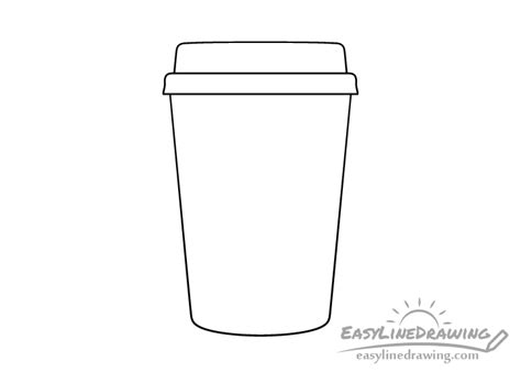 How to Draw a Paper Coffee Cup Step by Step - EasyLineDrawing