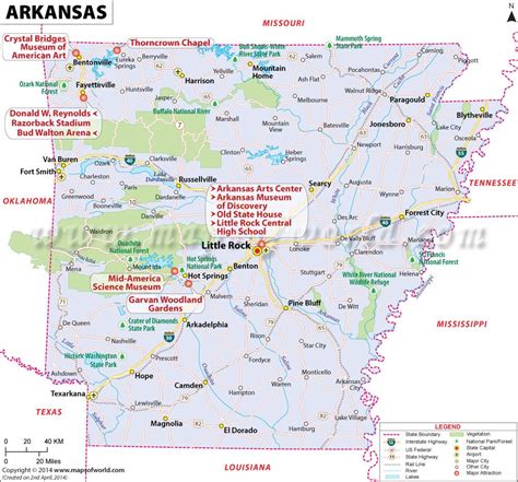 Arkansas Map (AR) | Map of Arkansas with Roads and Cities