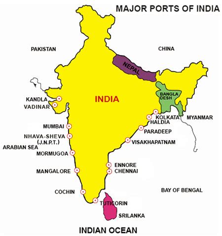 major sea ports | India facts, India world map, India