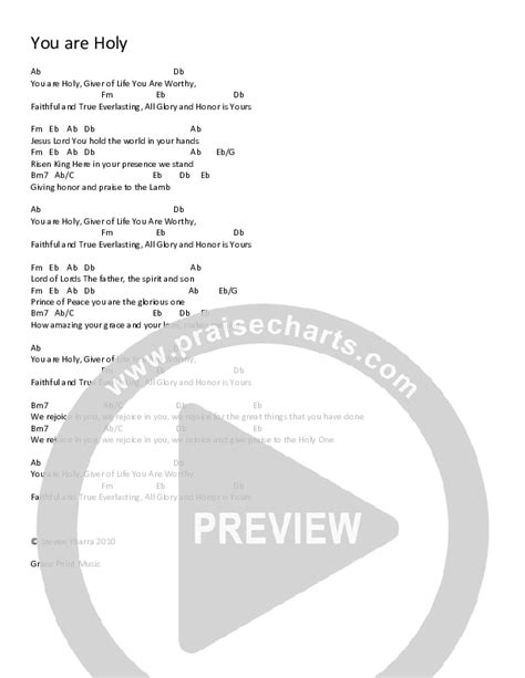 You Are Holy Chords PDF (Steven Ybarra) - PraiseCharts