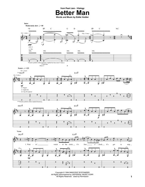 Pearl Jam - Better Man sheet music