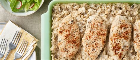 baked chicken thighs and rice with cream of mushroom soup