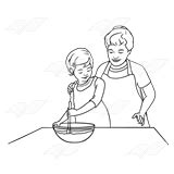 Abeka | Clip Art | Grandma Baking—with granddaughter stirring