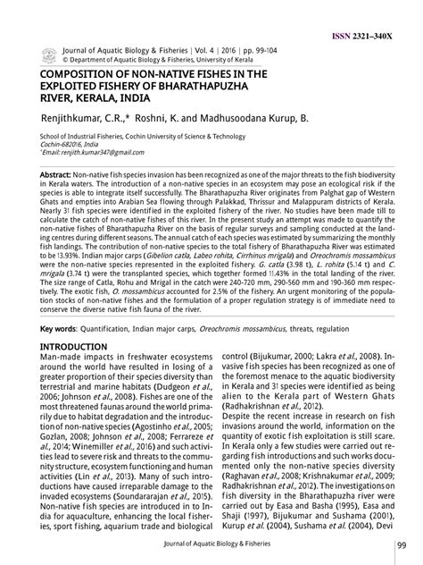 (PDF) COMPOSITION OF NON-NATIVE FISHES IN THE EXPLOITED FISHERY OF ...