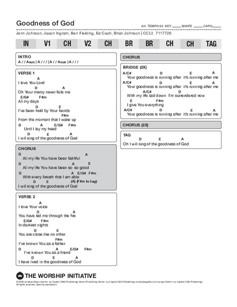 Goodness Of God (Live) Chords PDF (The Worship Initiative / Bethany ...