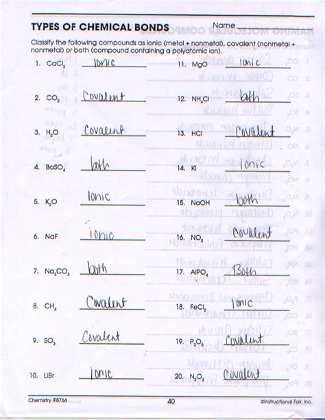 Types Of Bond Worksheet