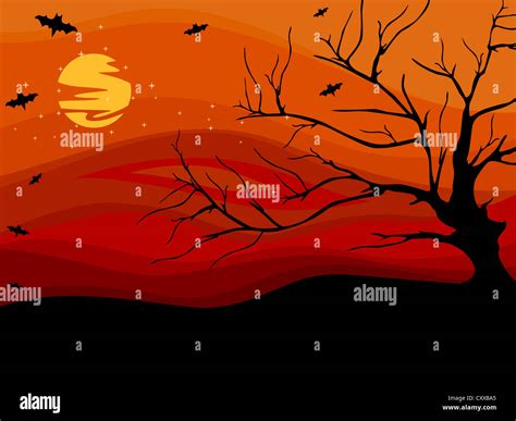 Background Illustration Featuring the Silhouette of a Dead Tree Against ...