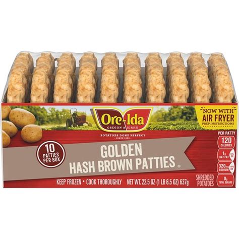 Ore-Ida Golden Hash Brown Patties Shredded Frozen Potatoes (10 ct) - Instacart