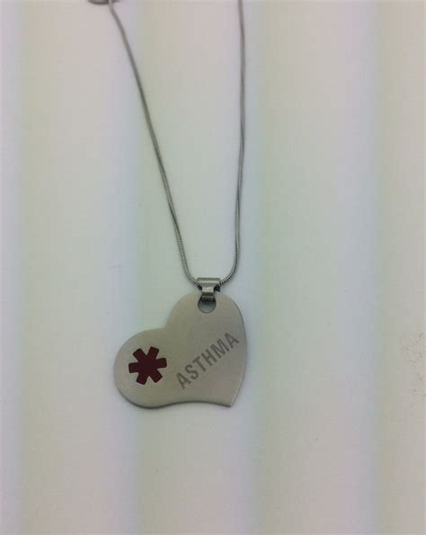 Asthma Medical Alert Necklace Stainless