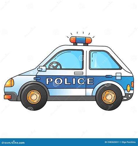 Cartoon Police Car. Image of Transport or Vehicle for Children Stock Vector - Illustration of ...