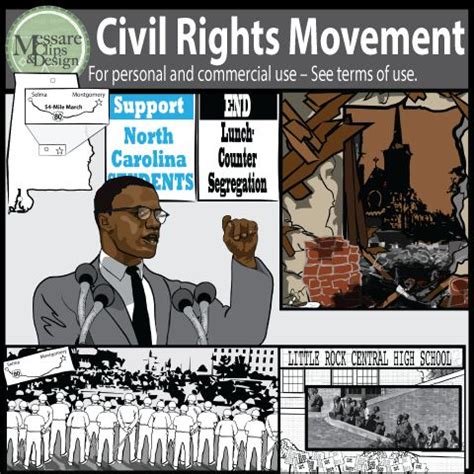 Civil Rights Movement Clip Art with MLK Jr, Malcolm X {Messare Clips ...