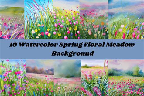 10 Watercolor Spring Floral Meadow Graphic by cycynms · Creative Fabrica