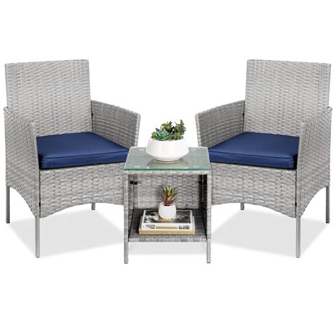 Best Choice Products 3-Piece Outdoor Wicker Conversation Bistro Set ...