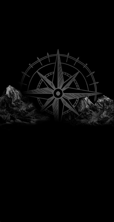 Mountains, amoled, minimal, pink, compass, black, dark, oled, galaxy ...